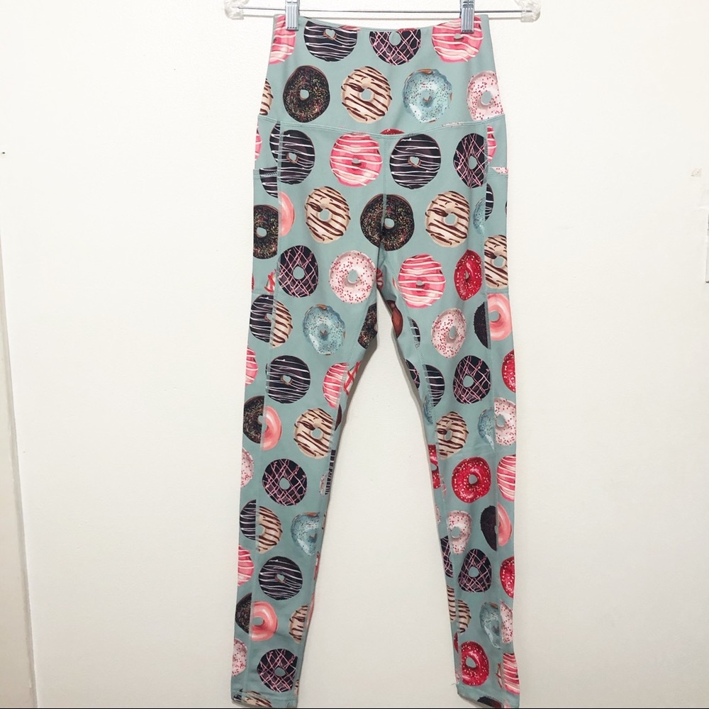 Muscles and Donuts Leggings Size Medium Blue